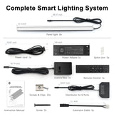 APE2 12V Under Cabinet LED Light Bars, 2700K-6500K CCT Tunable White, Smart Control With Tuya App, Hand Wave Sensor, Remote & Voice Control for Kitchen Counter, Bookshelf, Wardrobe(Black)