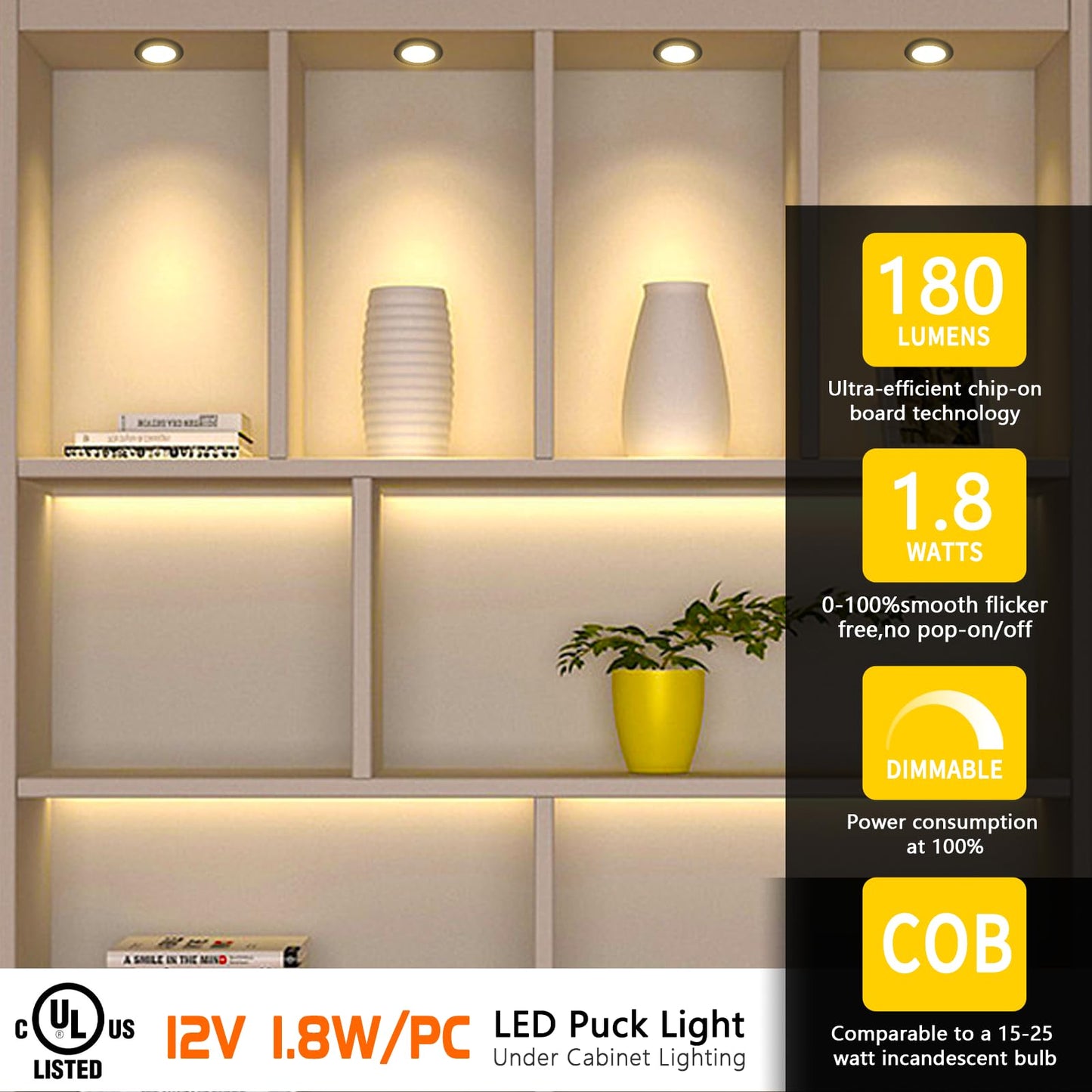 VST PL05 Recessed or Surface Mount Wiring Puck Light for Kitchen, Wardrobe, Showcase Display