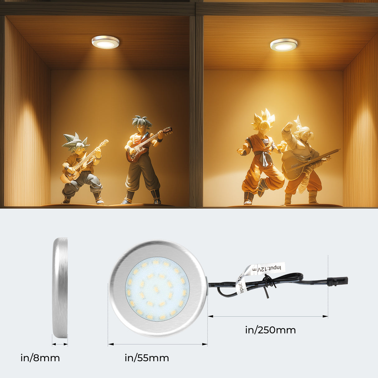 CB10 12V 1.8W Undercabinet Puck Light 4000K Surface Mounted LED Panel for Closet & Display Cabinet
