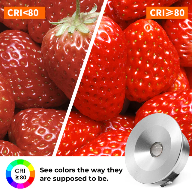 CB31 12V 1W 3000K Mini LED Puck Light Recessed Mounted Panel Light for Closet Bookshelf & Display Cabinet