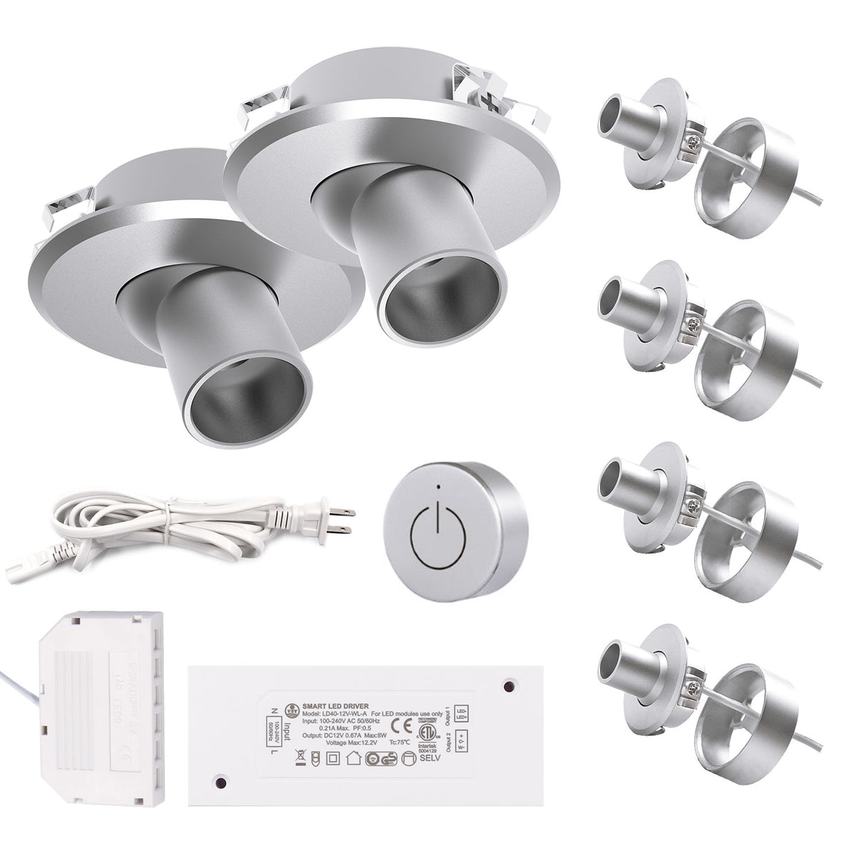VST CF03 12V Dimmable Mini Spotlight Hardwired with Wireless Dimmer Switch Recessed or Surface Mount, Mini 360°Rotatable Downlight for Jewelry Showcase Display(1W 4000K )