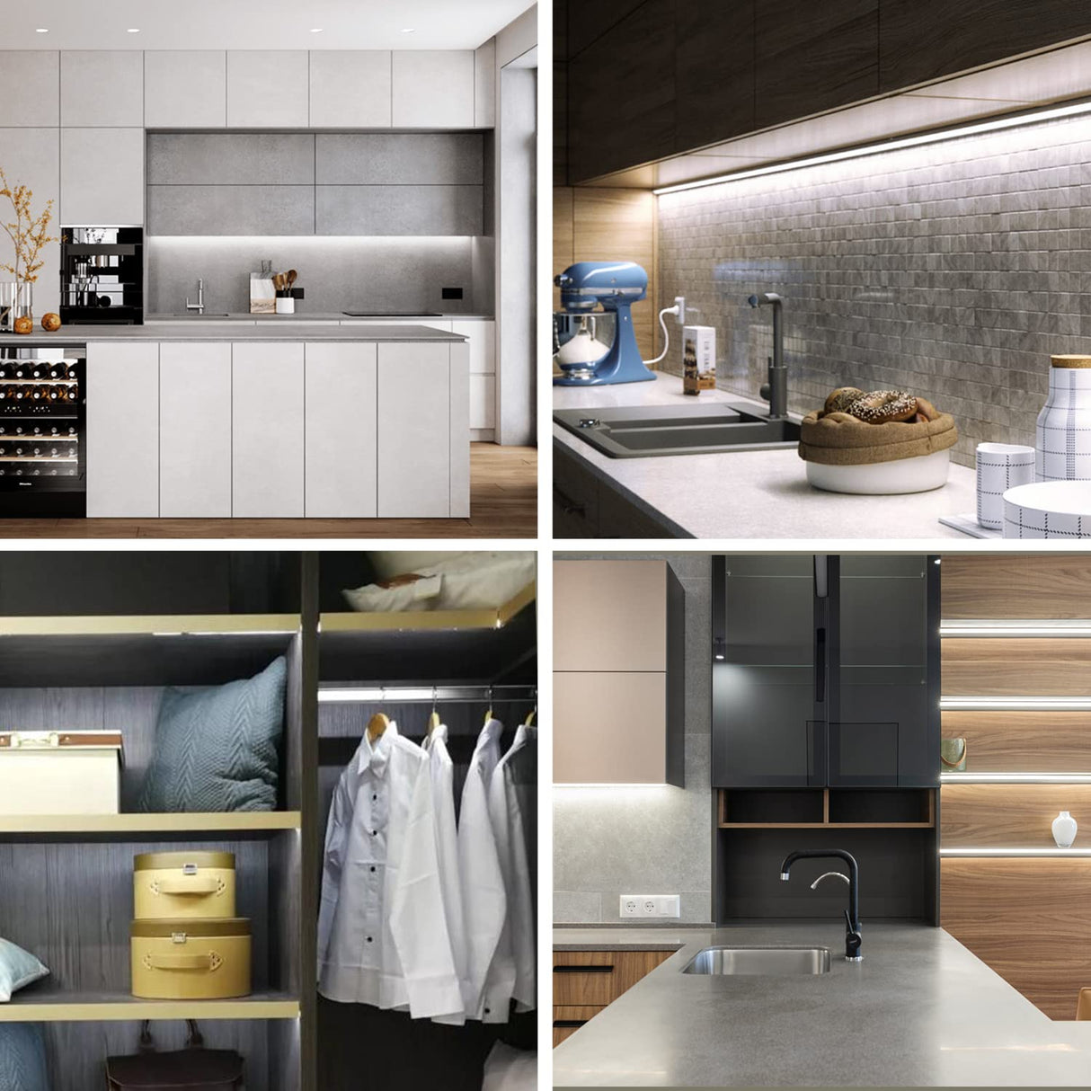 HS07 Under Cabinet Lighting Kit Dimmable LED Lights with Touch Control for Kitchen Counter Closet Shelf, Cool White(6500K)