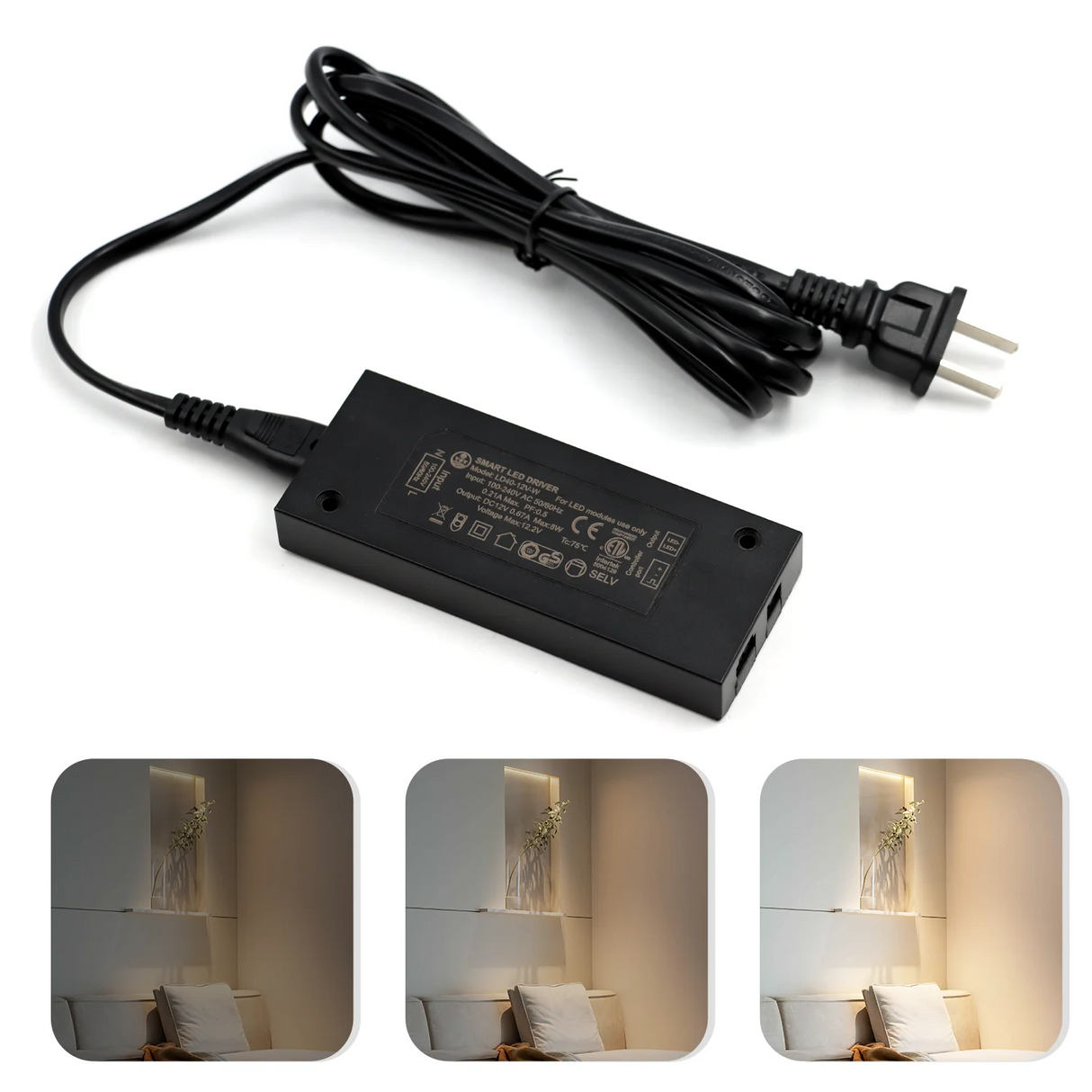 LD40-12V-W Cabinet Light 8W LED Driver Transformer LED Power Supply with ETL CE for LED Lights