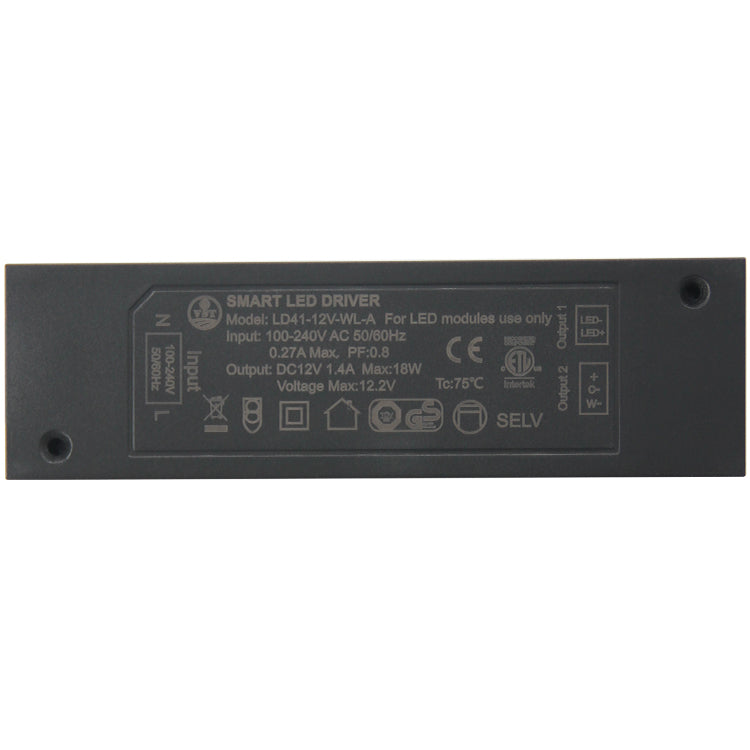 LD41 12V Cabinet Light Transformer for Wireless Sensor Switch 18W Brightness Adjustable LED Power Supply with ETL Certificated