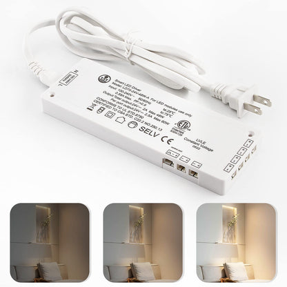 24V White LED Driver Dimmable,with 5.9ft Removable AC Cord & JST connecter Port,White