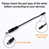 3 Pack 12V Adapter Cable Male Plug and JST 2 Pin Male Plug for Connection LED Driver and mutitype of Lights