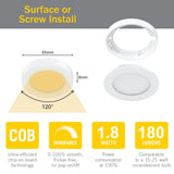 VST Under Cabinet Puck Lighting Plug in with Wired Touch Dimmer Switch, Recessed or Surface Mount Design,12V 2W(12W Total, 60W Equivalent),6 Pack White