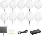 PL05 12V LED Kitchen Cupboard Puck Lights, CRI 90+ 1.8W, CCT Tunable 3000K-6000K, Wired Touch Dimmable Under Cabinet Lighting - 10 Pack