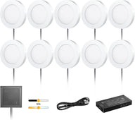 PL05 12V LED Kitchen Cupboard Puck Lights, CRI 90+ 1.8W, CCT Tunable 3000K-6000K, Wired Touch Dimmable Under Cabinet Lighting - 10 Pack
