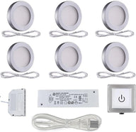 PL05 12V 1.8W LED  Cabinet Puck Light Fixture 4000K with Wired Touch Sensor Switch for Wardrobe Dining Room & Reading Room