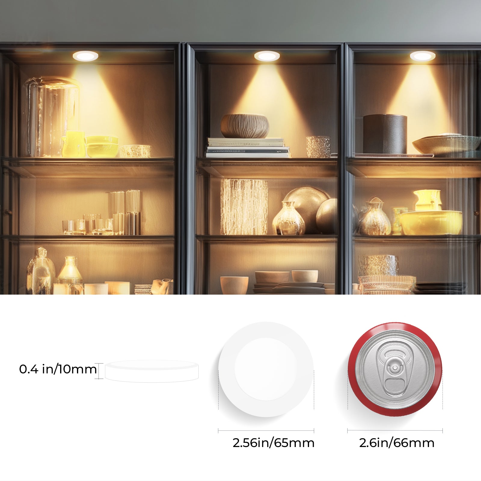 PL05 12V 1.8W Cabinet Puck Light 3000K Recessd & Surface mounted