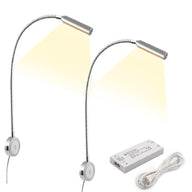 RL18 12V LED Reading Light, 14.1W with Adjustable CCT 2700K–6500K Wall Mounted Book Light with USB Charging Port for Offices, Dormitories(2 Packs)