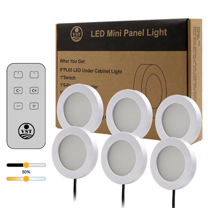 PL05 Under Cabinet Lights CCT 3000K-6500K, LED Puck Light with TS24 Touch Remote Dimmer and ETL-Listed Led Driver for Drawer Wardrobe Kitchen