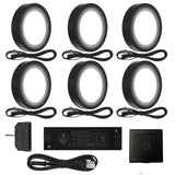 PL05 Under Cabinet Lighting Plug in 12V 1.8W Mini Panel Lights with Touch Dimmer Sensor Dimmer, 3000K/4000K 6Pack Puck Lights Fixtures ETL Listed