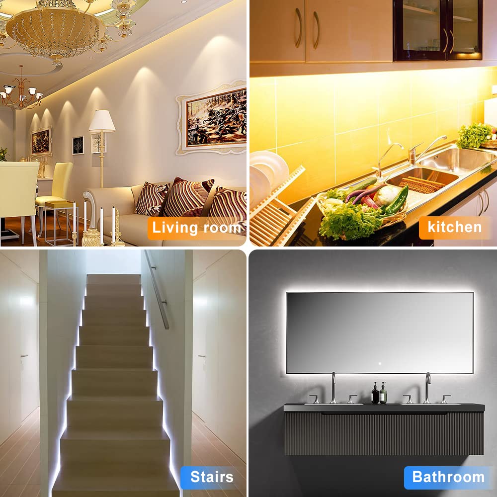 BT13 6.56ft Led Strip Light, Motion Sensor LED Tape Light with Battery Operated for Closet Wardrobe Stair Under Counter Cabinet Bedroom (6500K Cool White)