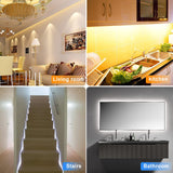 BT13 6.56ft Led Strip Light, Motion Sensor LED Tape Light with Battery Operated for Closet Wardrobe Stair Under Counter Cabinet Bedroom (6500K Cool White)