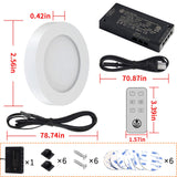 PL05 Under Cabinet Lights CCT 3000K-6500K, LED Puck Light with TS24 Touch Remote Dimmer and ETL-Listed Led Driver for Drawer Wardrobe Kitchen