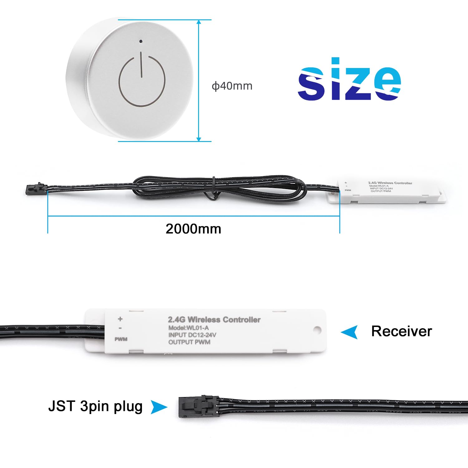 Wireless Dimmer Switch & Receiver Kit for LED Lights