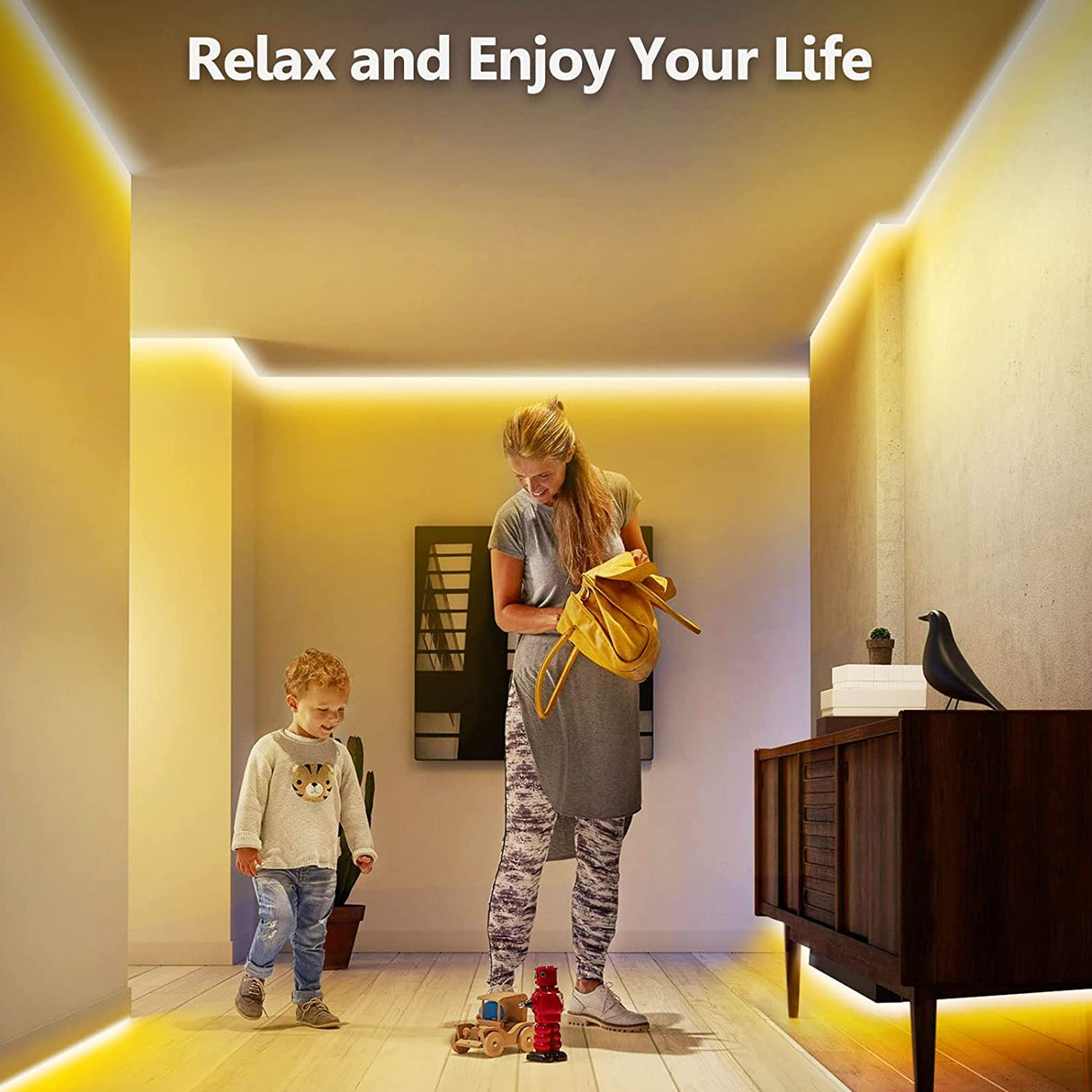 FB07 8mm Cuttable COB Strip Light 12V 9.6W/m UL Listed LED Light Strips 2700K CRI 90+ for Bedroom and Stairs