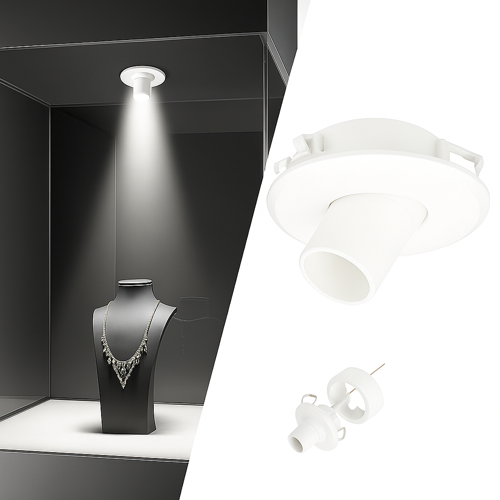 CF03 12V 1W 4000K Rotatable Recessed Mounted LED Panel Spotlight for Jewelry Showcase Display Cabinet & Cupboard