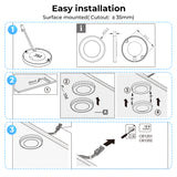 CB10 12V 1.8W Undercabinet Puck Light Recessed Mounted LED Panel for Kitchen Counter & Display Cabinet