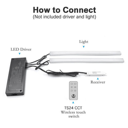 WL01-B 12V Multiple CCT Dimmer Receiver 60W Dimmer Adjust Lighting Controller Compatible with TS24 TS16